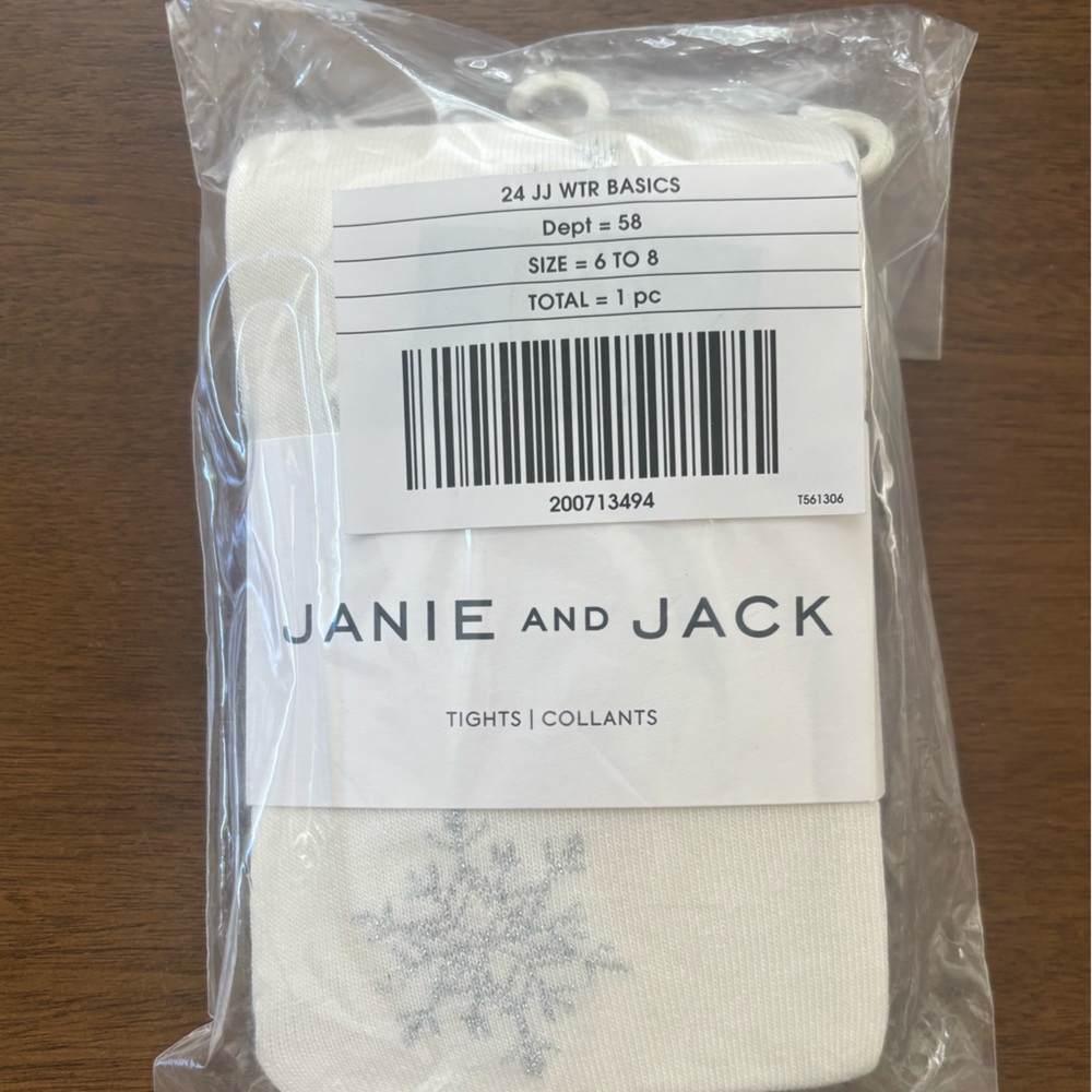 Janie and Jack Cream Snowflake Tights